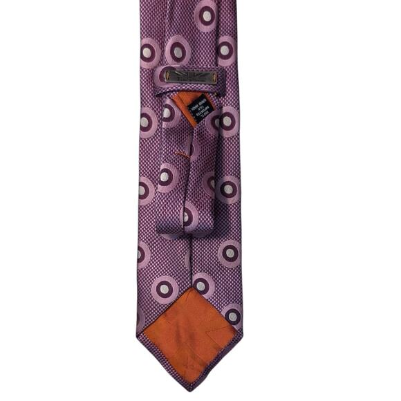 Ben Sherman Silk Neck Tie Purple Circles Classic Handmade Preppy Executive - Picture 6 of 7